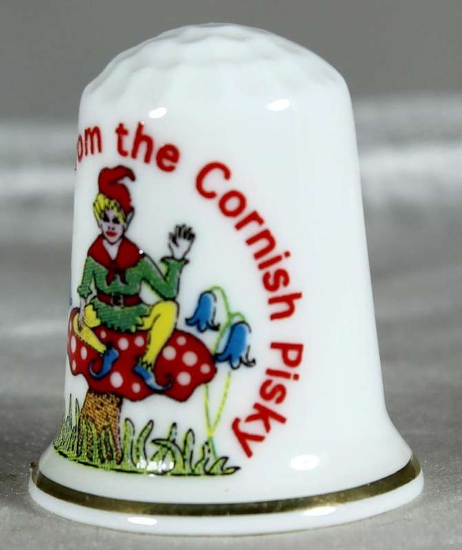 Bone China thimble - good luck from the Cornish Pisky - Lambert
