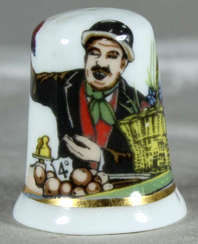 Bone China thimble - green grocer - Fenton