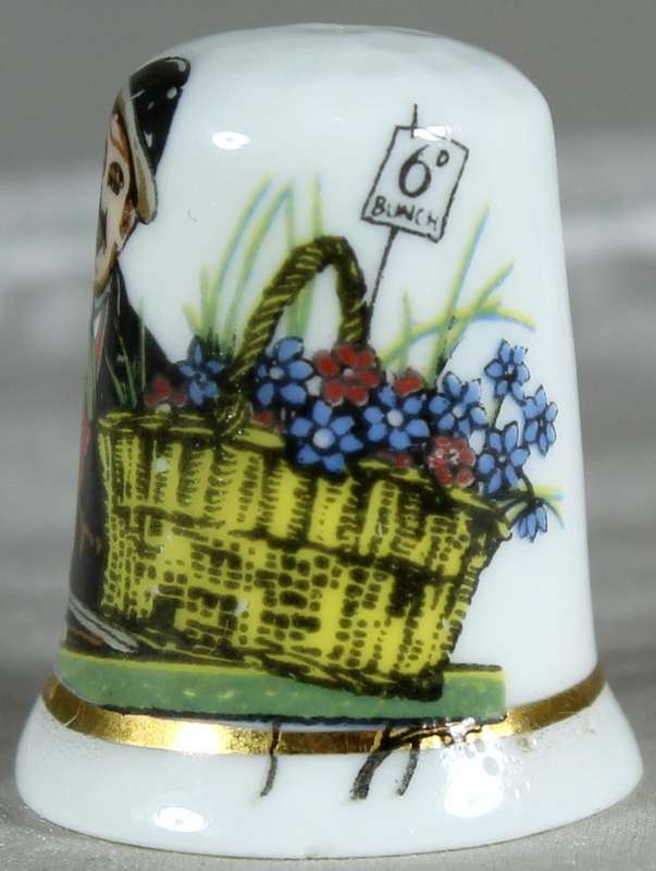 Bone China thimble - green grocer - Fenton