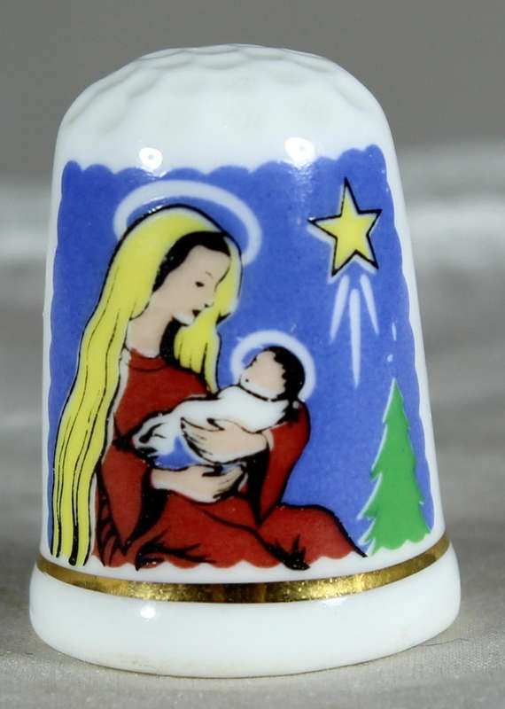 Bone China thimble - Christmas greetings - Fenton