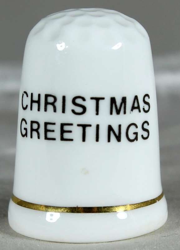 Bone China thimble - Christmas greetings - Fenton