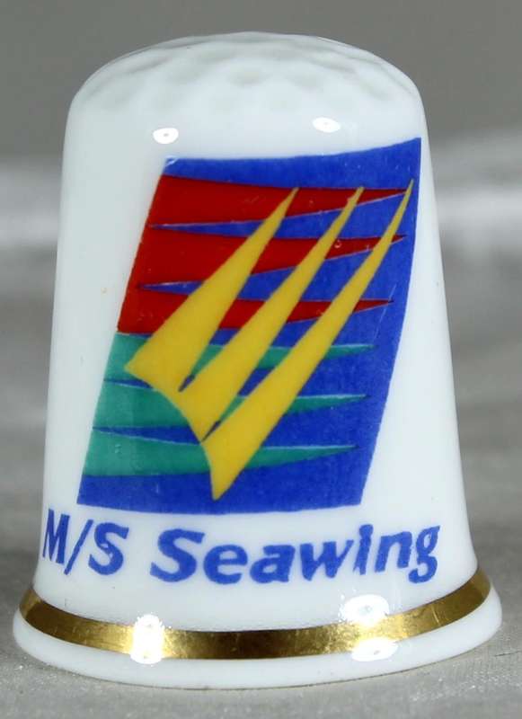 Bone China thimble - M/S seawing - Sampson souvenirs