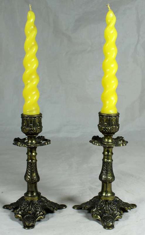Pair of bronzed candle holders