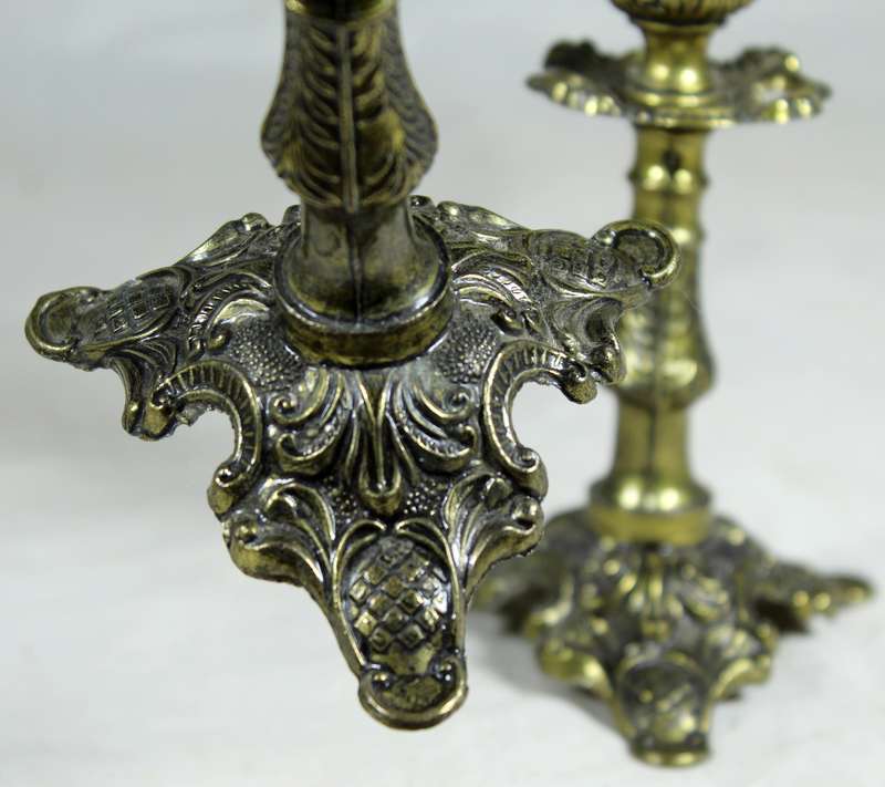 Pair of bronzed candle holders