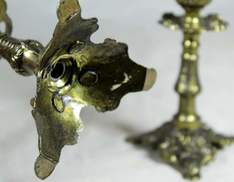 Pair of bronzed candle holders