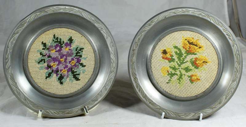 Pair of metal plates with petite point centers