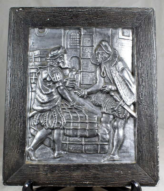 Medieval figures - puter plaque