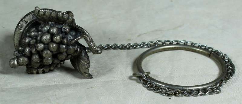 Heavy pewter topped cork - grapes with leaves motif