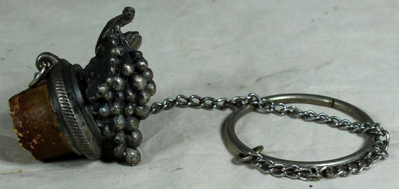 Heavy pewter topped cork - grapes with leaves motif