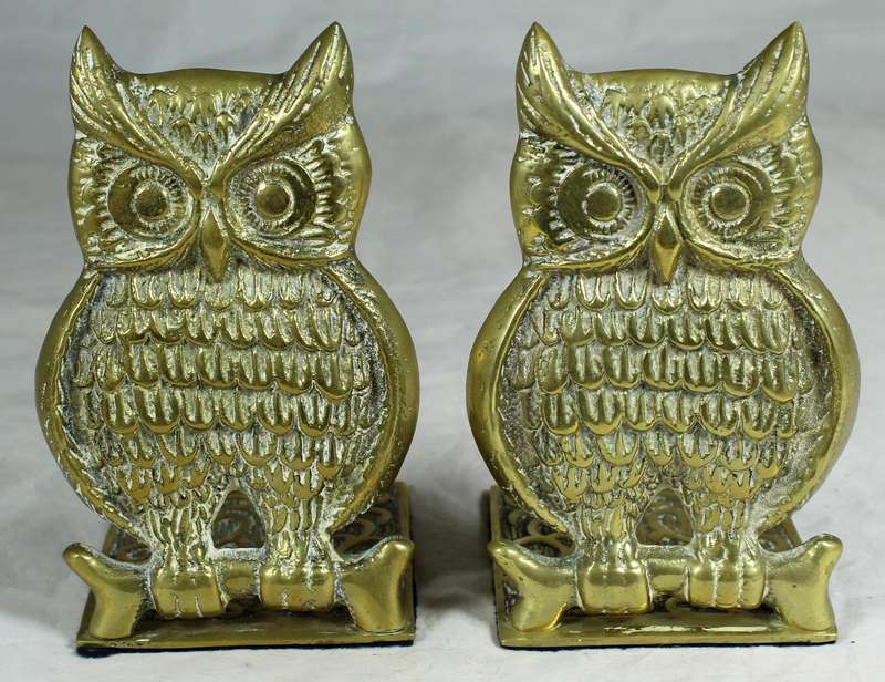 Pair of brass owl - bookends