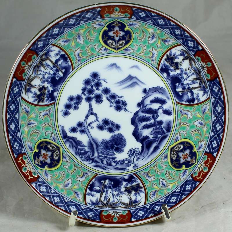 Imari display plate with trees & mountains