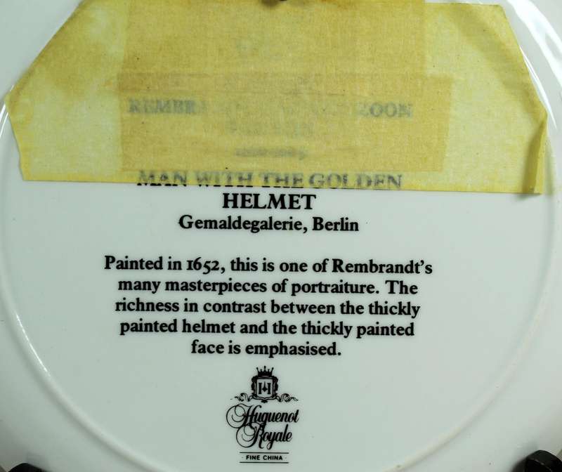 Huguenot Royale display plate - man with the golden helmet by Rembrandt