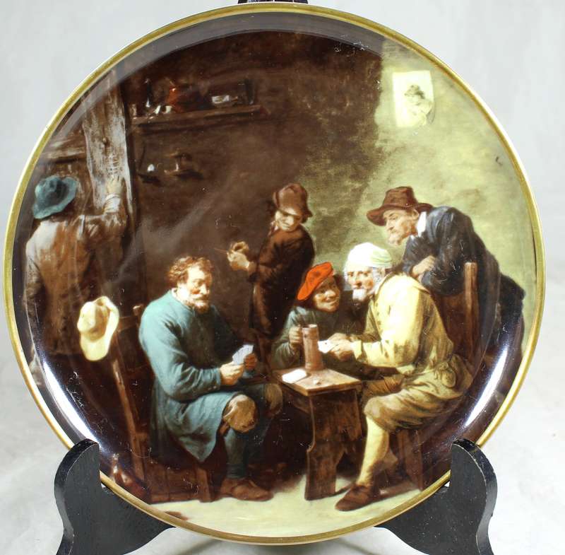 Huguenot Royale display plate - game at cards by Tenier
