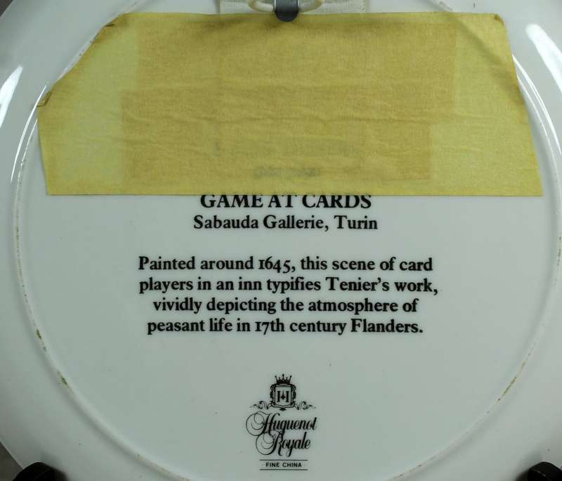 Huguenot Royale display plate - game at cards by Tenier
