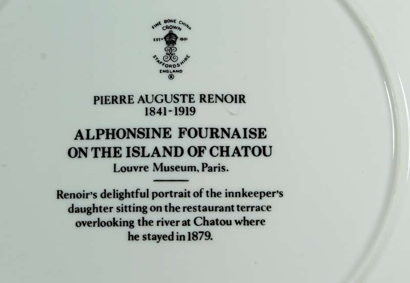 Crown Staffordshire display plate - Alphonsine fournaise on the island of Chatou by Renoir
