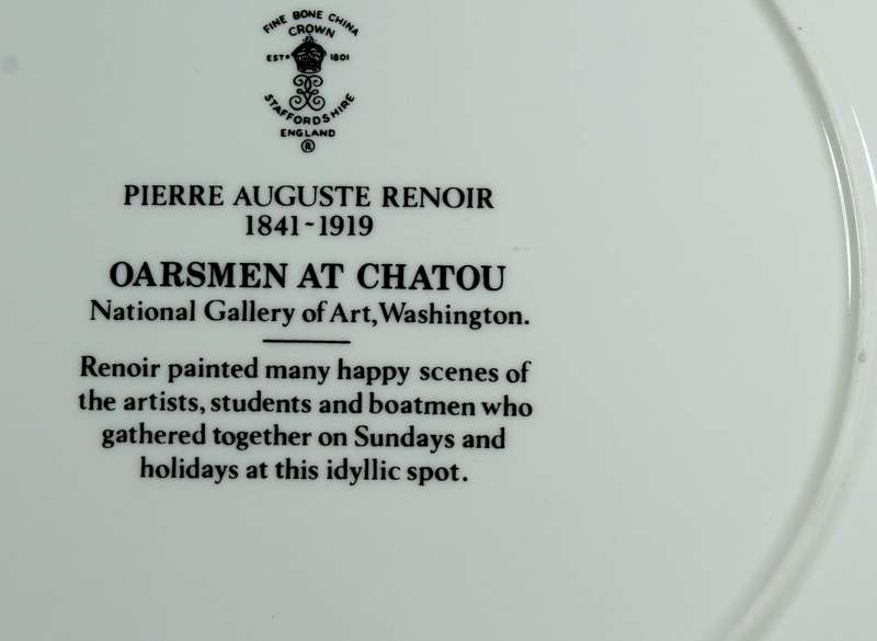 Crown Staffordshire display plate - Oarsmen at Chatou by Renoir