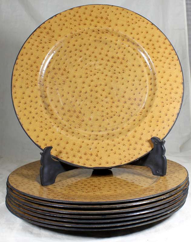 Large plastic under-plates with ostrich leather motif - set of eight