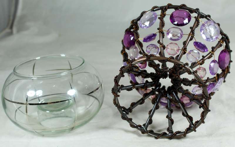 Bejeweled stand with vase