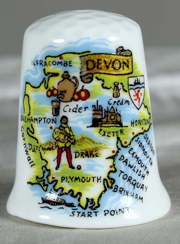 Bone China thimble - Devon - Westward Ho - Norfolk