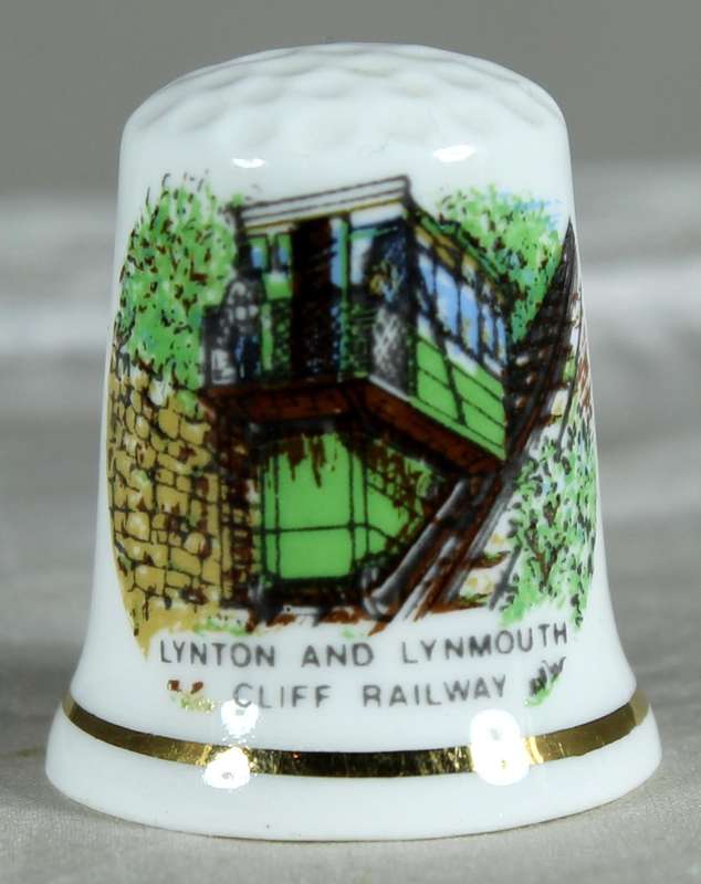 Bone China thimble - Lynton & Lynmouth - Fontygary potteries