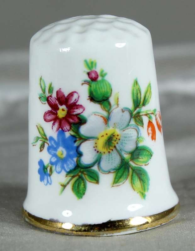 Bone China thimble - multi colored flowers - Eros