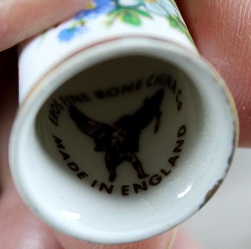 Bone China thimble - multi colored flowers - Eros
