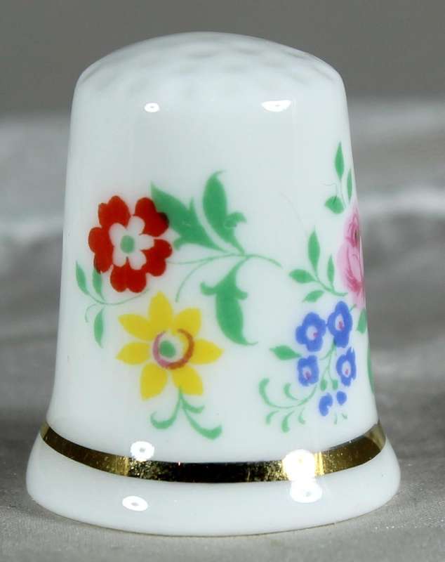 Bone China thimble - multi colored flowers - Martin House