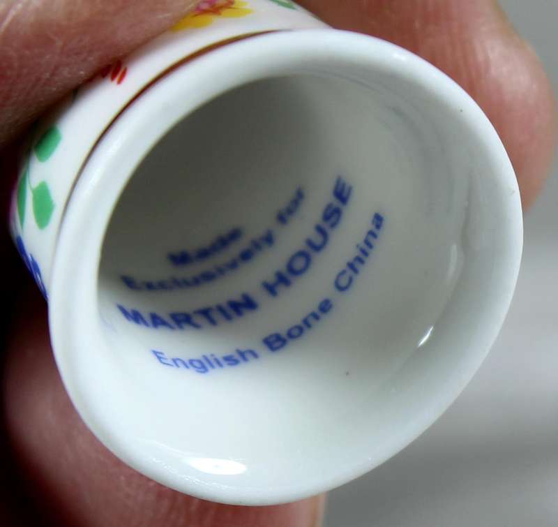 Bone China thimble - multi colored flowers - Martin House