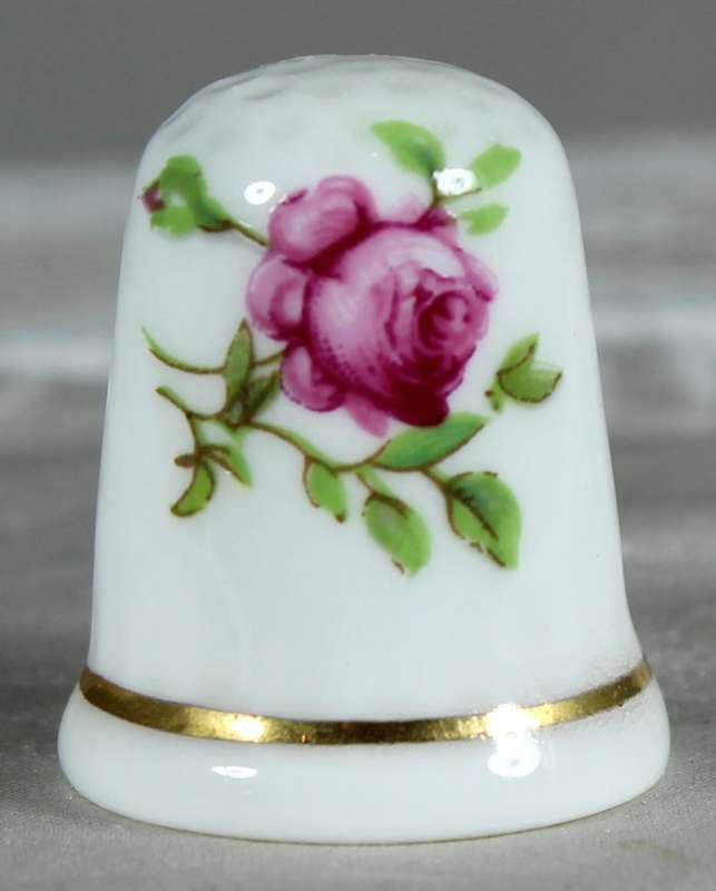 Bone China thimble - purple rose - Peter Gosling