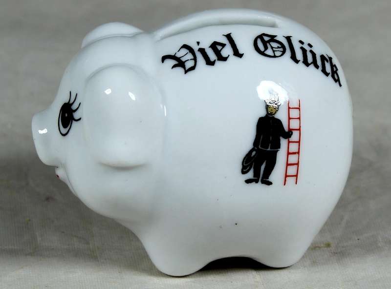 Viel gluck - miniature porcelain piggy bank