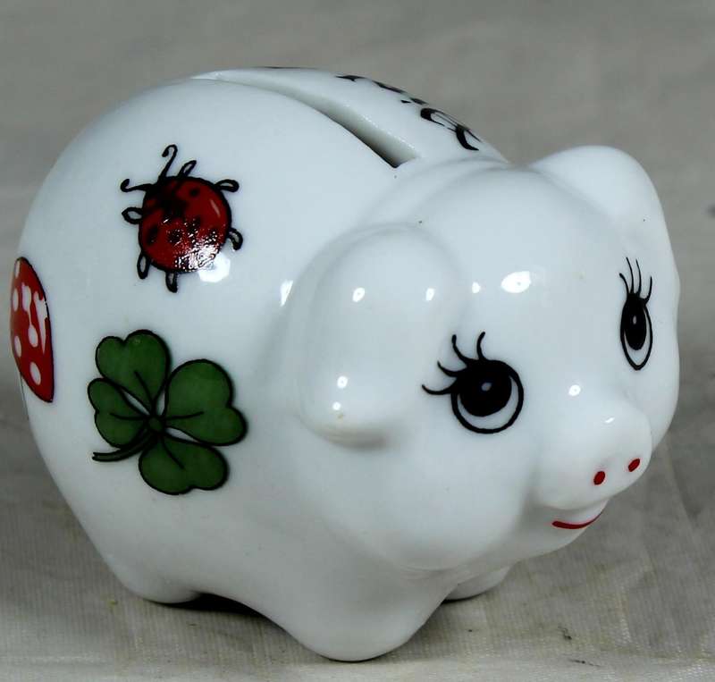 Viel gluck - miniature porcelain piggy bank