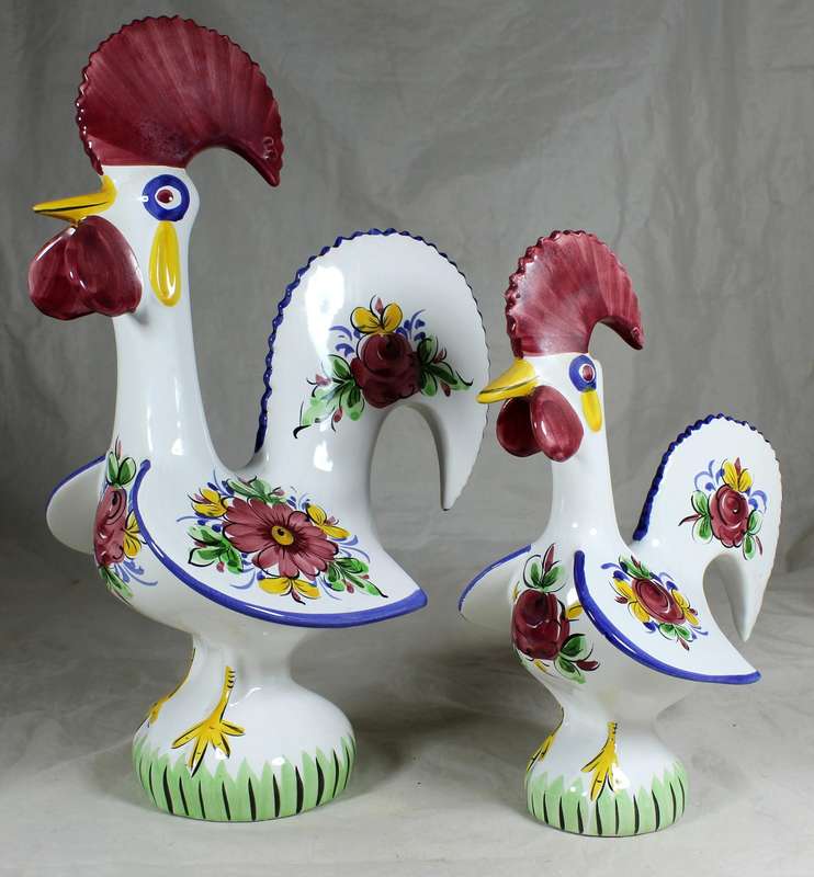 Pair of Portuguese porcelain chickens