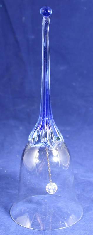 Tall blue art glass bell