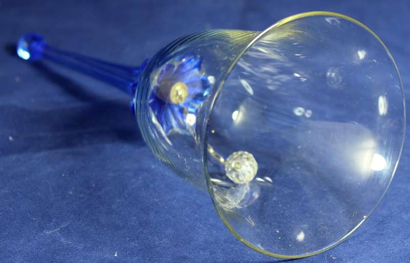 Tall blue art glass bell