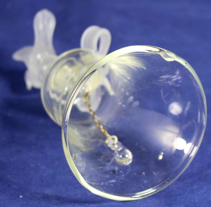 Glass bell with frosted dove and bow