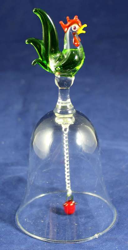 Glass bell with rooster