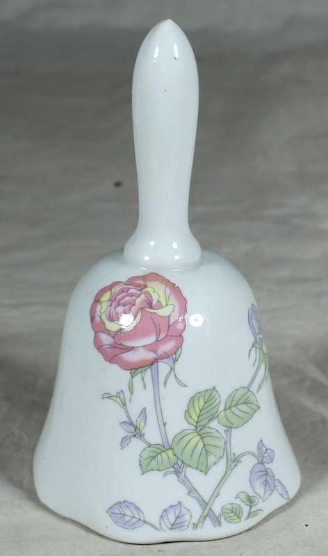 Porcelain bell with pink rose