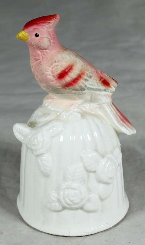 Ceramic bell with pink bird
