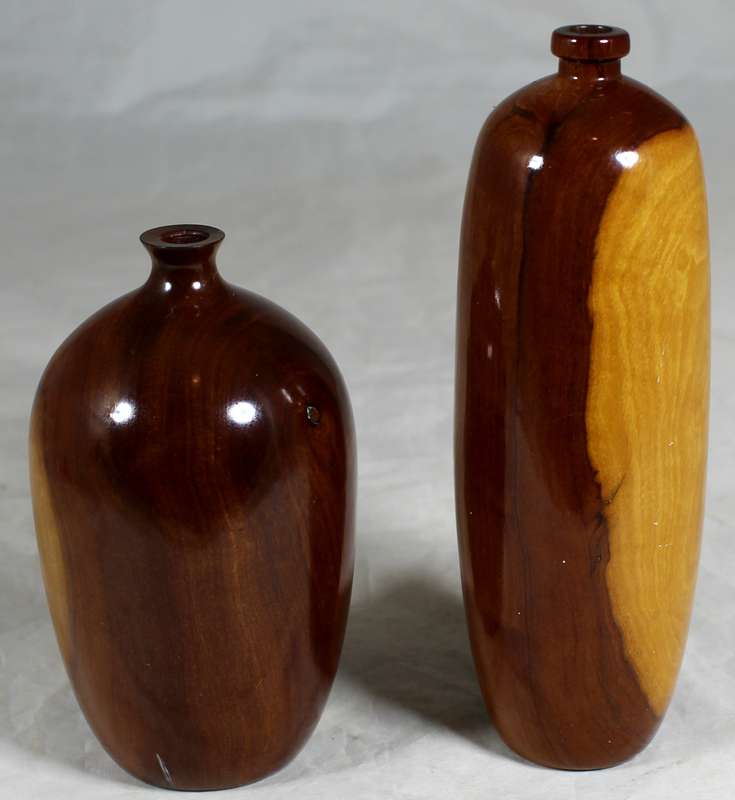 Pair of small wooden vases