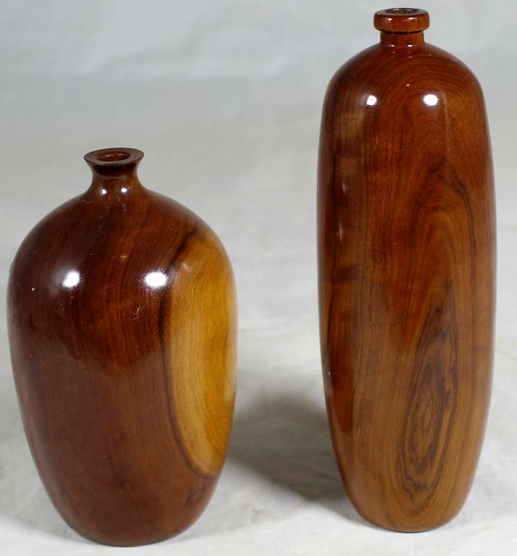 Pair of small wooden vases