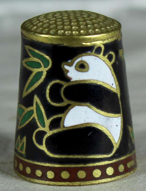 Cloissone thimble - panda and fish
