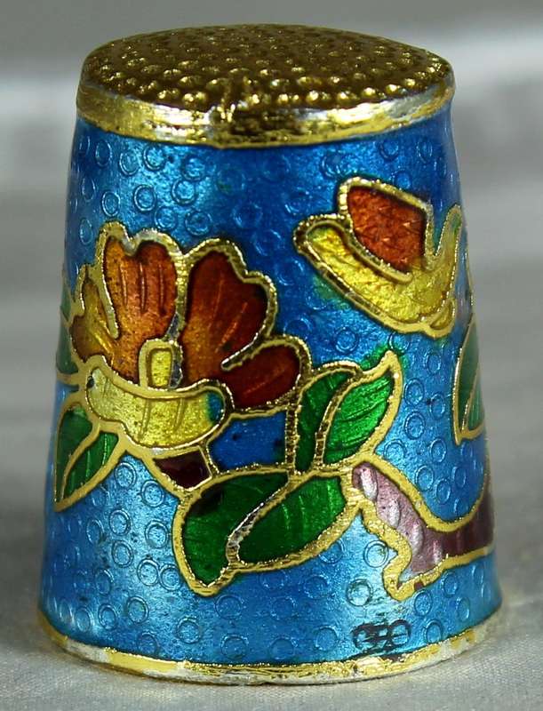 Cloissone thimble - orange flowers