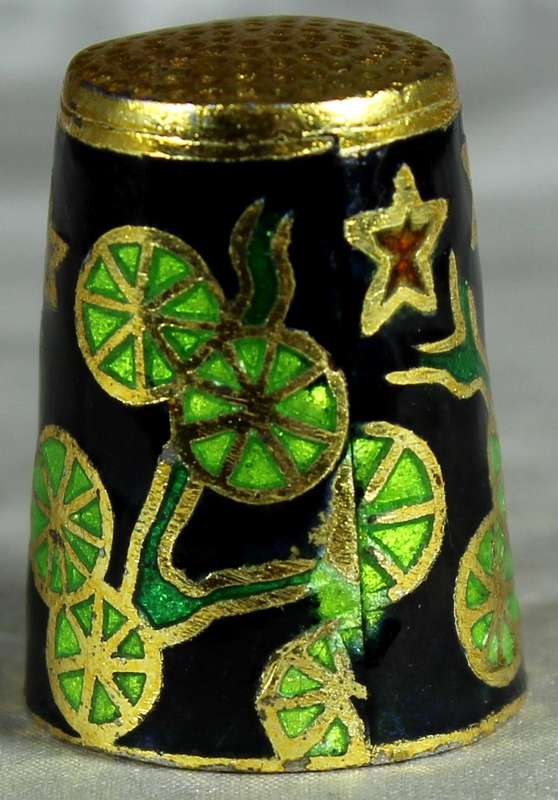 Cloissone thimble - owl on a branch