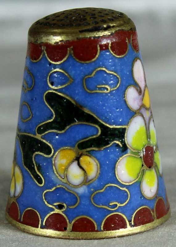 Cloissone thimble - flowers on a branch