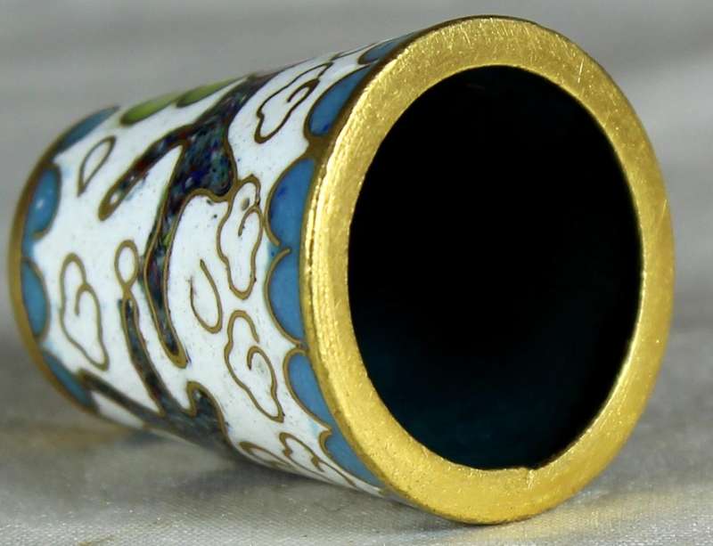 Cloissone thimble - flowers on a white base