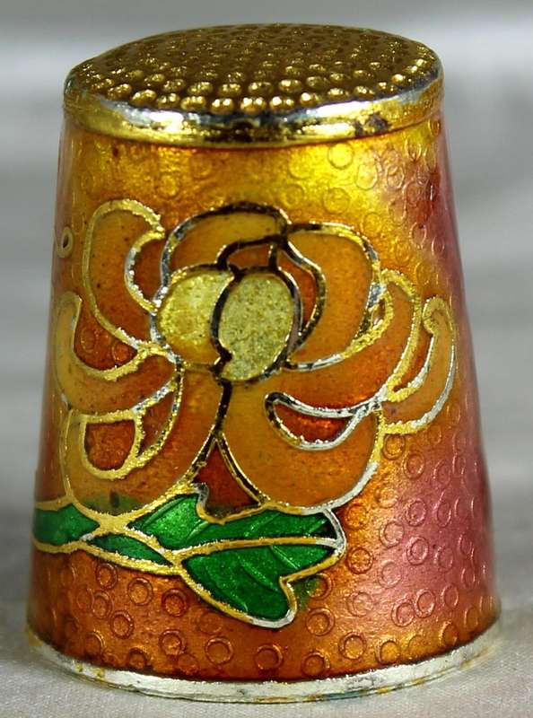 Cloissone thimble - golden flowers