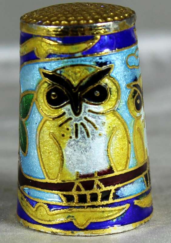 Cloissone thimble - owls