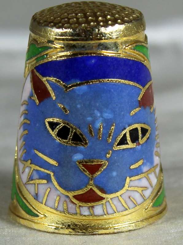 Cloissone thimble - cat face