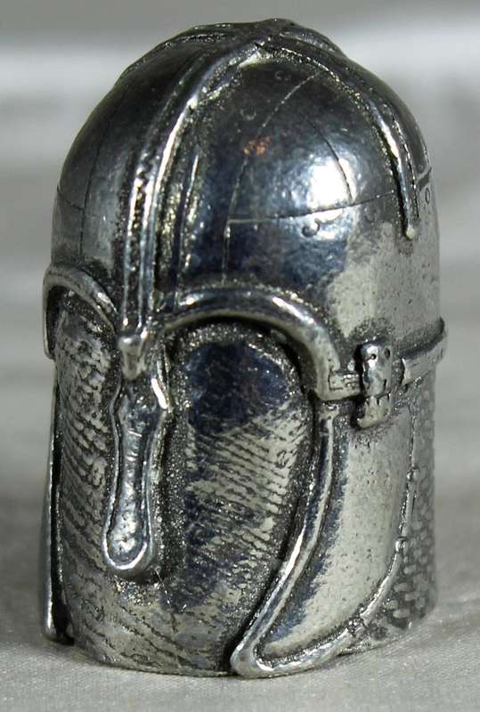 Pewter thimble of knights helmet