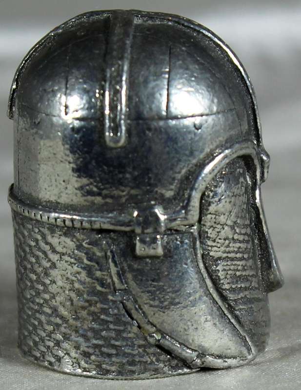 Pewter thimble of knights helmet